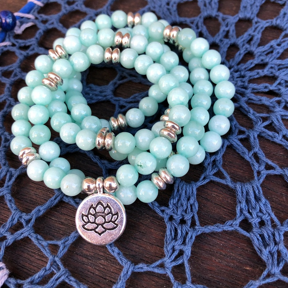 ✨SKY BLUE AMAZONITE NECKLACE/WRAP BRACELET 6mm - Picture 3 of 8